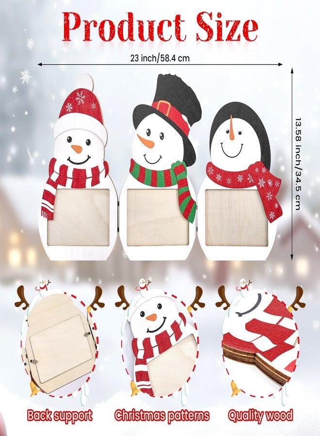 APUDWN 2025 Christmas Picture Frame, 4 x 6 Snowman Wooden Picture Frame, 3 Hinge Decorative Xmas Holiday Gift for Winter Home Table Tabletop Display Home Indoor Fireplace Party - Image 2
